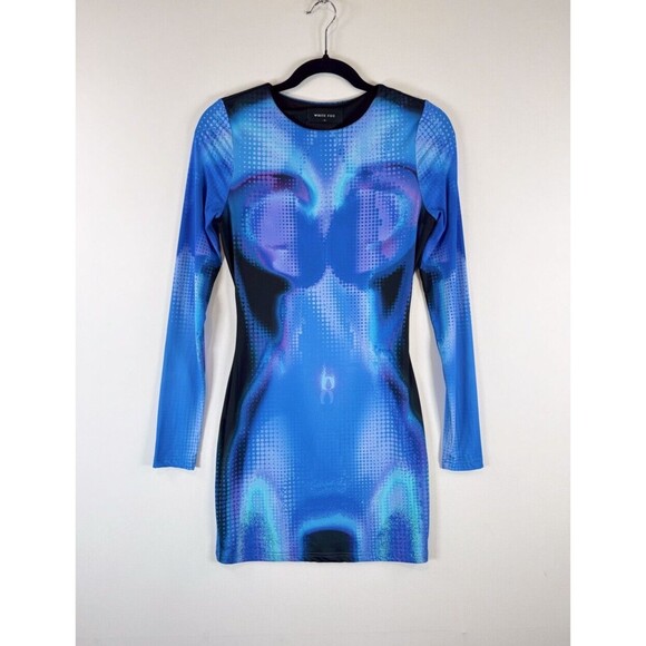 White Fox Boutique Womens Dress Blue Milky Way Soulmate Mini Bodycon Y2K Small - Picture 2 of 12